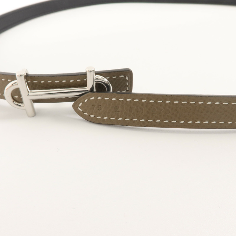 HERMES Epsom皮革/Swift皮革Belt皮帶Etoupe/Noir-7