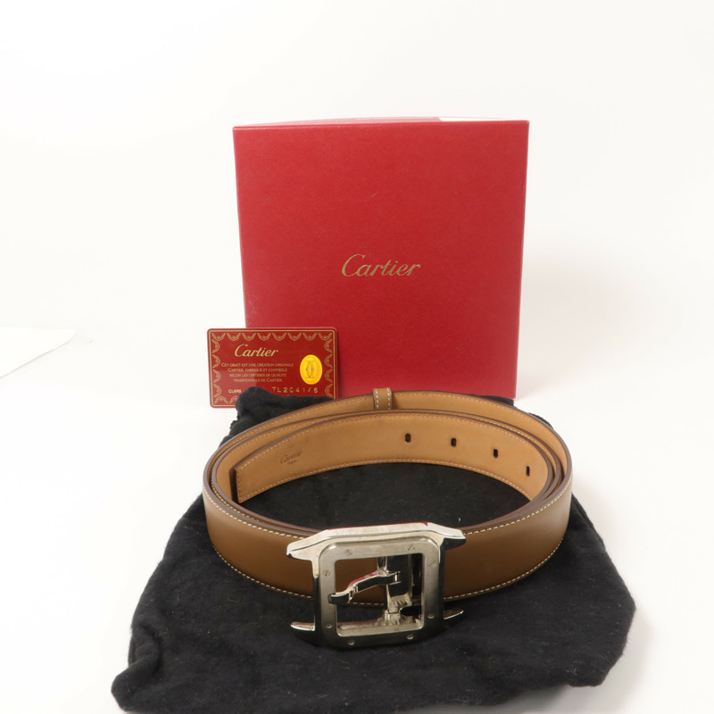 CARTIER 牛皮皮革Santos de Cartier Belt 105cm皮帶-12