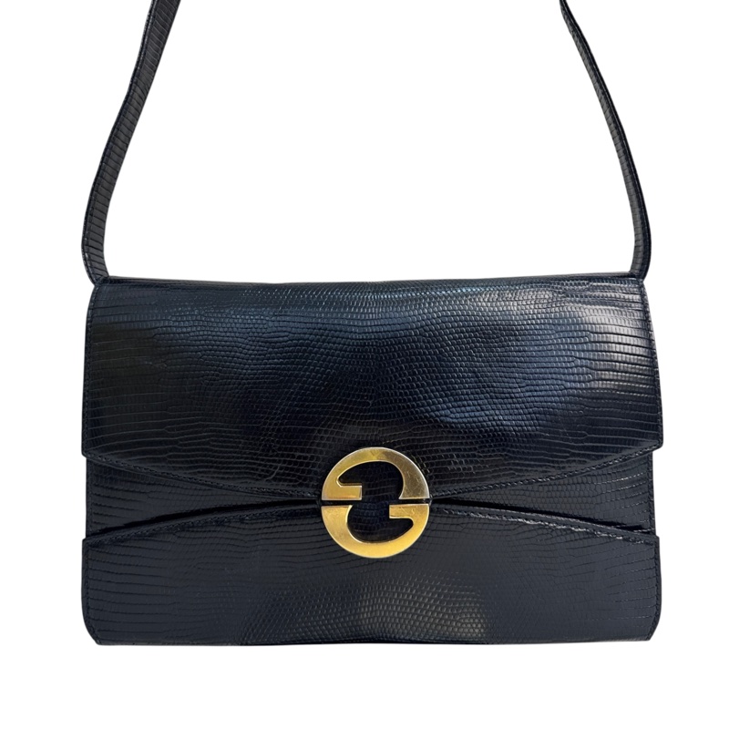 【赫蒂國際精品】 Gucci 黑色皮革翻蓋肩背包 vintage 二手 中古-4