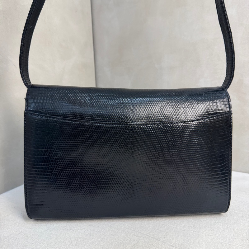 【赫蒂國際精品】 Gucci 黑色皮革翻蓋肩背包 vintage 二手 中古-7