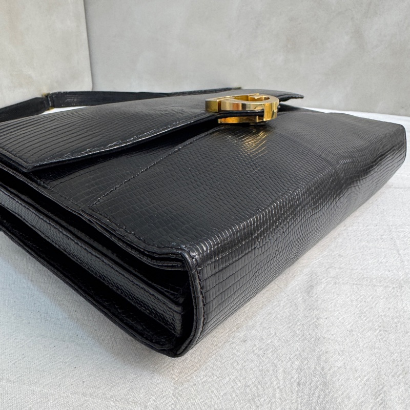 【赫蒂國際精品】 Gucci 黑色皮革翻蓋肩背包 vintage 二手 中古-10
