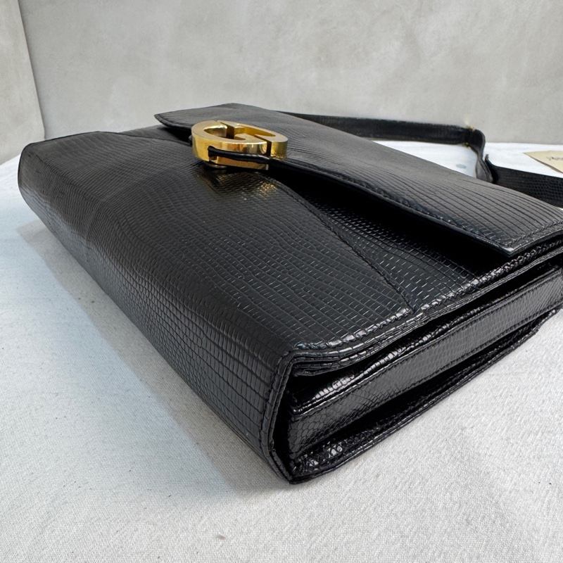 【赫蒂國際精品】 Gucci 黑色皮革翻蓋肩背包 vintage 二手 中古-11
