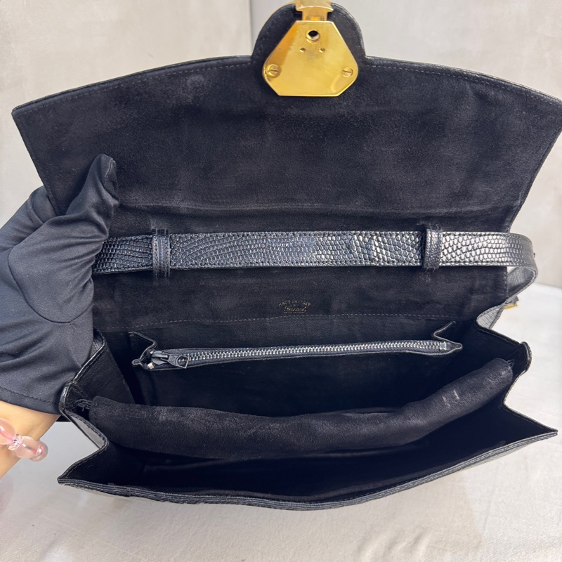 【赫蒂國際精品】 Gucci 黑色皮革翻蓋肩背包 vintage 二手 中古-19