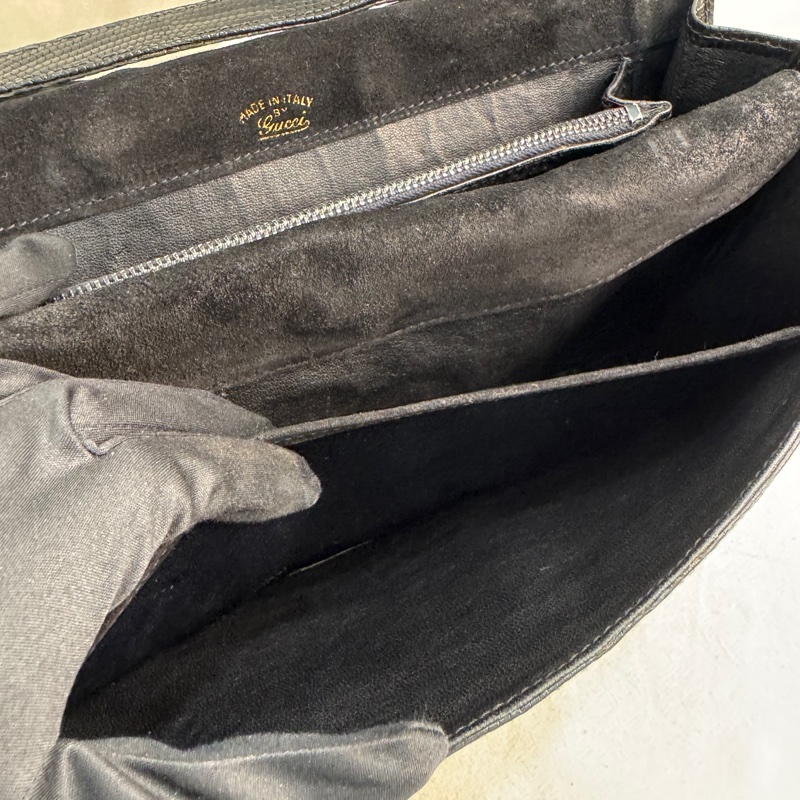 【赫蒂國際精品】 Gucci 黑色皮革翻蓋肩背包 vintage 二手 中古-24