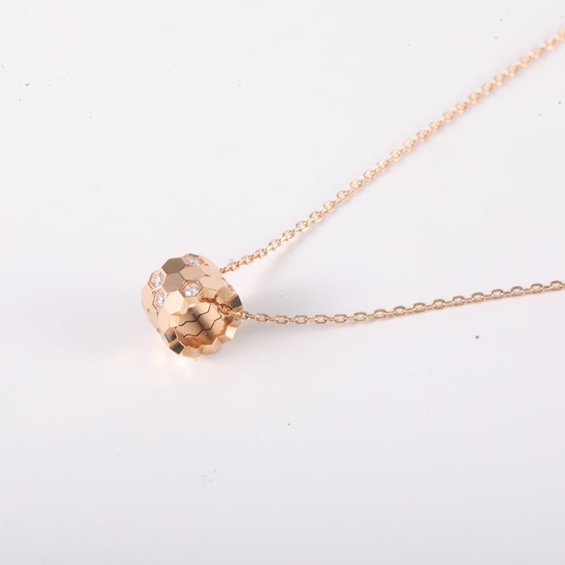 CHAUMET 18K玫瑰金鑽石BeeMyLove愛·巢蜂巢鑲鑽項鏈小號-2