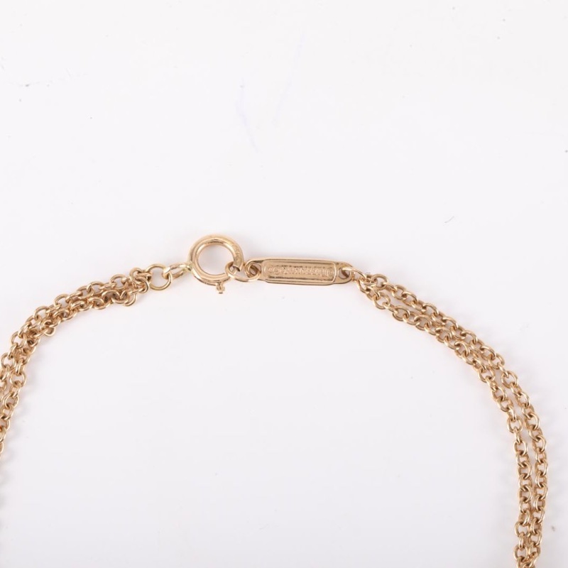 TIFFANY&CO 18K玫瑰金鑽石愛心鑰匙吊墜半鑽手鏈-4