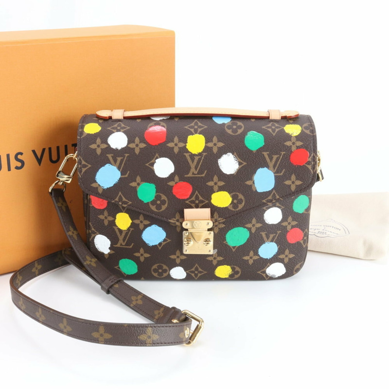 全新未使用 Louis Vuitton RFID 防盜網 Yayoi Kusama LV x YK Pochette Metis MM M46384 兩用單肩斜背包 女士-0