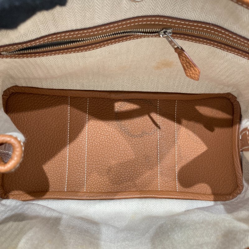 HERMES 愛馬仕 ☐P刻 GARDEN PARTY 30 牛皮 金棕色 銀釦-10