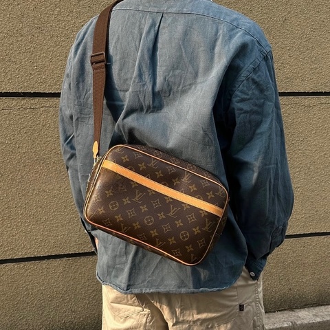 LV 原花雙層拉鍊Reporter PM 記者包 M45254