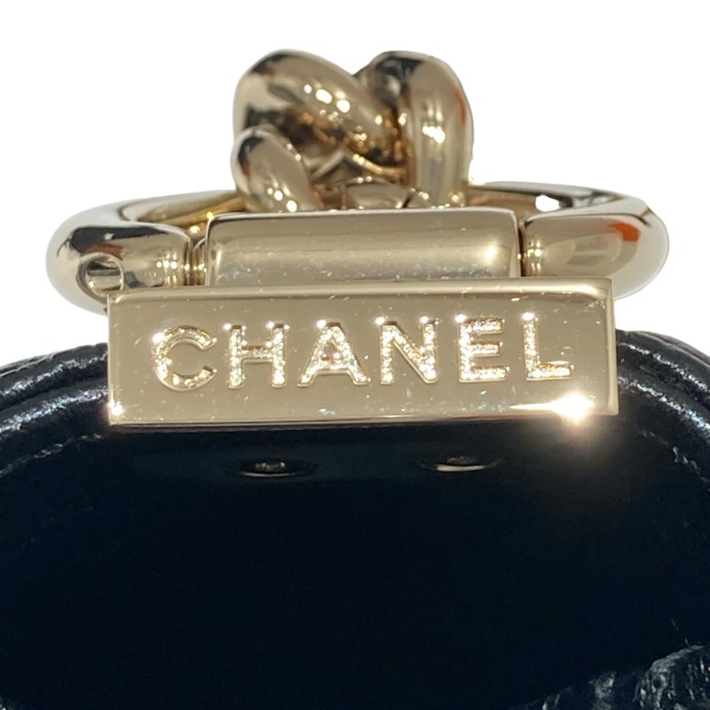 CHANEL 香奈兒 BOY MINI 山形紋迷你翻蓋包 荔枝牛皮 黑色 淺金釦-13