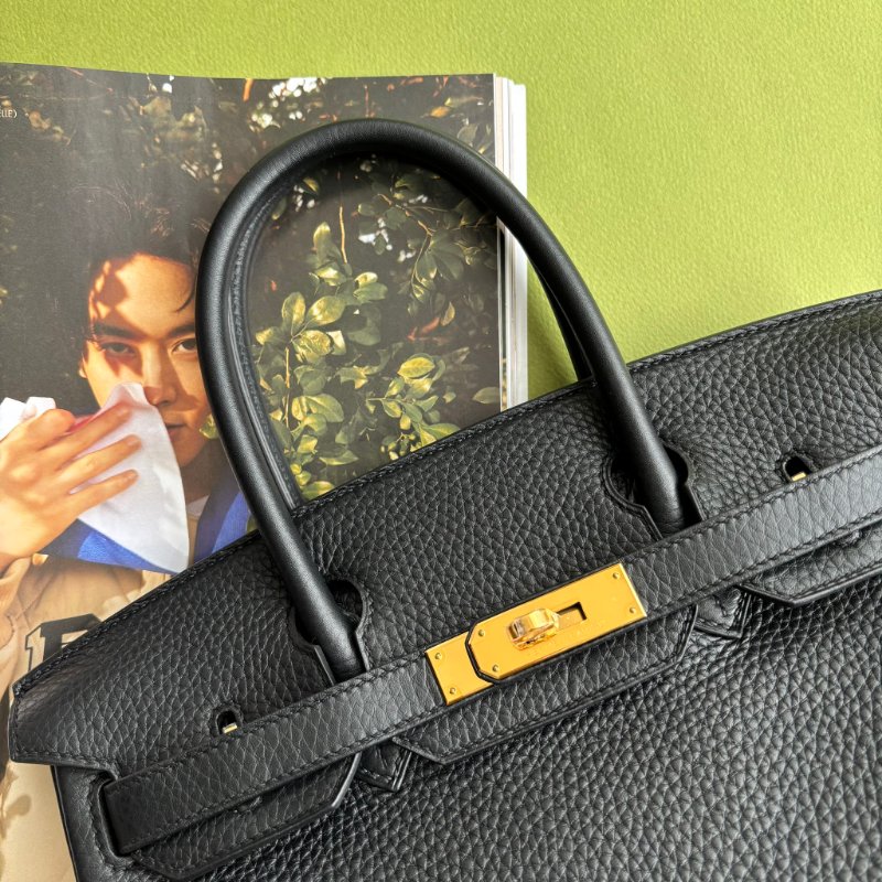 天菜 ::HERMES:: 黑金釦 BIRKIN 30 柏金包30公分 手提包 公事包-2