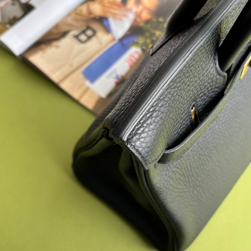 天菜 ::HERMES:: 黑金釦 BIRKIN 30 柏金包30公分 手提包 公事包-6