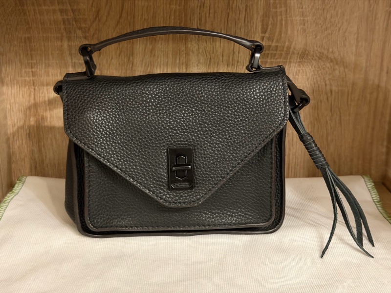 Rebecca Minkoff Darren mini 黑色真皮斜背包｜黑五金 流蘇 小方包 側背包-0