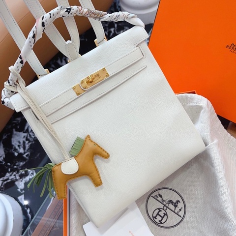 ✨全新🆕愛馬仕Hermes 純白色金扣 ado雙肩包 Z刻 稀有純白色 ❤️正品保障