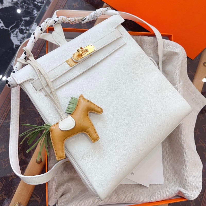 ✨全新🆕愛馬仕Hermes 純白色金扣 ado雙肩包 Z刻 稀有純白色 ❤️正品保障-2