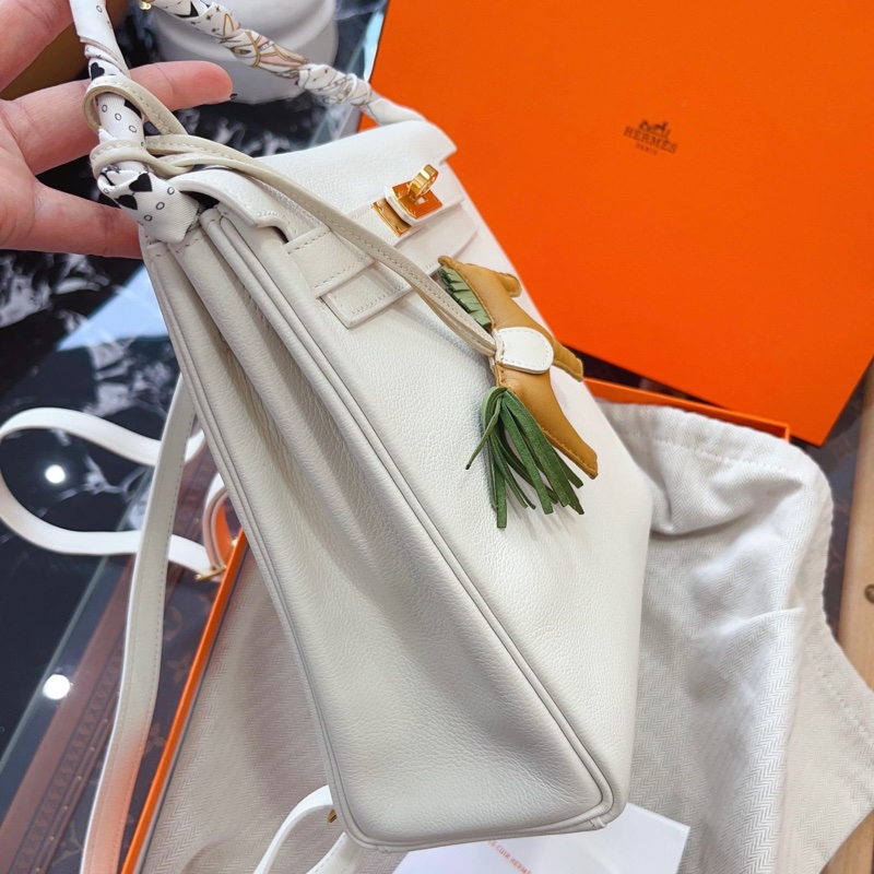 ✨全新🆕愛馬仕Hermes 純白色金扣 ado雙肩包 Z刻 稀有純白色 ❤️正品保障-3