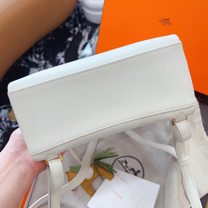 ✨全新🆕愛馬仕Hermes 純白色金扣 ado雙肩包 Z刻 稀有純白色 ❤️正品保障-4