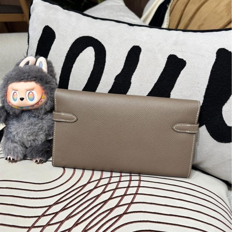Hermes Kelly Wallet Stamp C Etoupe 大象灰銀扣kelly 長銀包-2