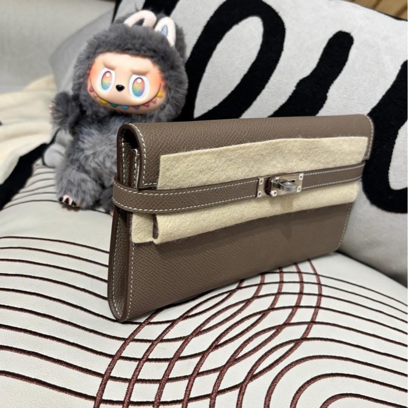 Hermes Kelly Wallet Stamp C Etoupe 大象灰銀扣kelly 長銀包-3