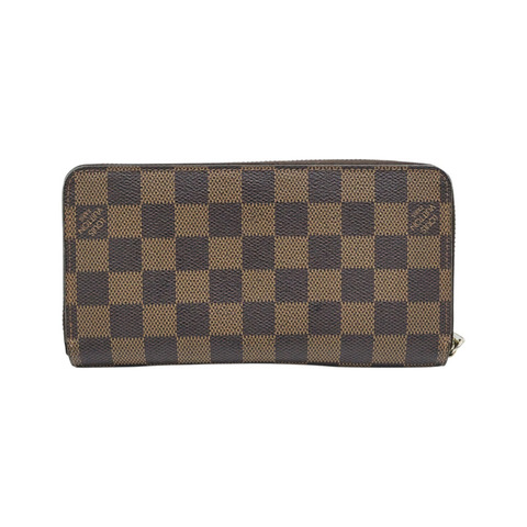 棕色 棋盤格帆布 Zippy 拉鍊長夾【LOUIS VUITTON LV 路易威登】 N41661