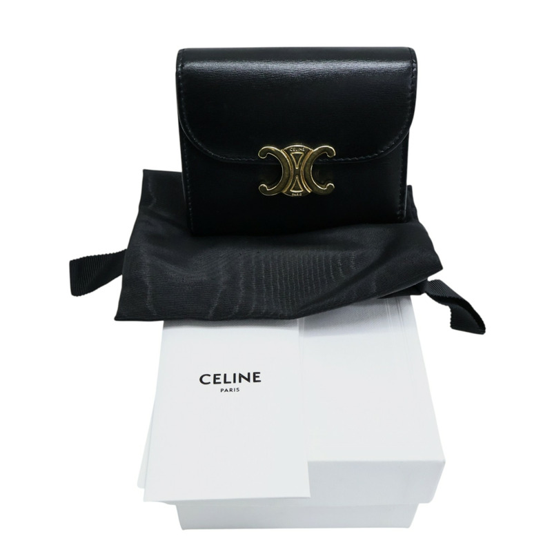 黑色牛皮 Small Flap Triomphe 三折 短夾【CELINE 賽琳】 10D783DPV.38NO-9