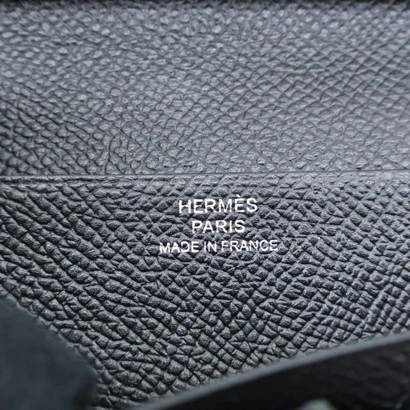 黑色 Epsom牛皮 Bearn 兩折長夾 X刻 銀扣【HERMES 愛馬仕】-5