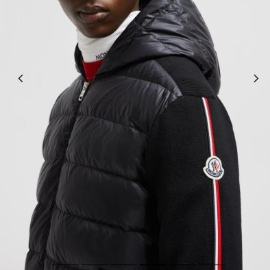 💎Han's house精品服飾💎 moncler 拼接 初剪羊毛 羽絨 彩條 連帽 外套 深藍 現貨 L原價45000-7
