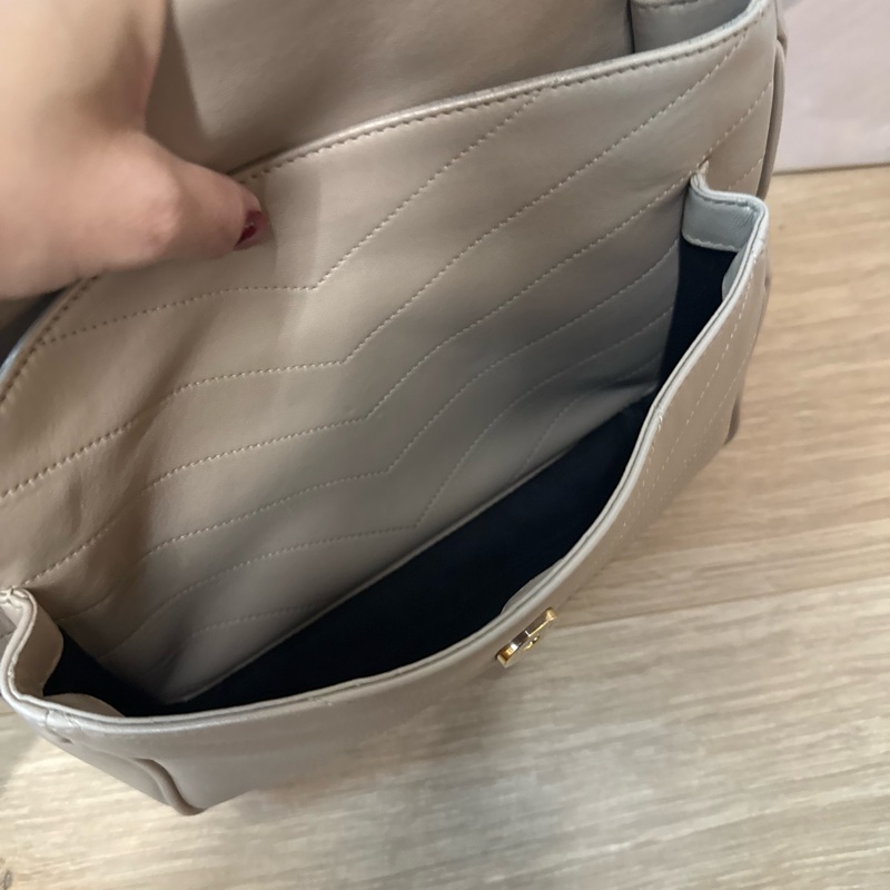 YSL Niki中號小羊皮奶茶色 可肩背斜背手提-10