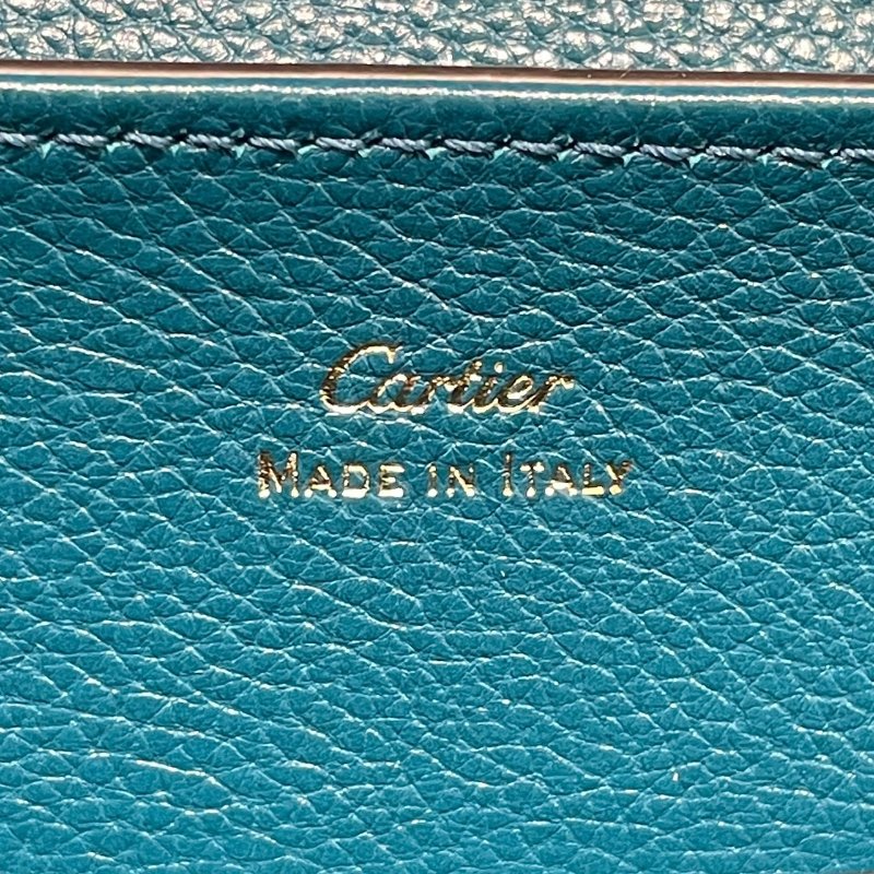 CARTIER 卡地亞 PANTHERE DE CARTIER 美洲豹鏈帶包 皮革 湖水綠 金釦-15