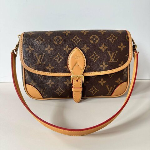LV Diane 老花 刺繡 雙背帶 磁扣 馬鞍包 法棍包 M45985