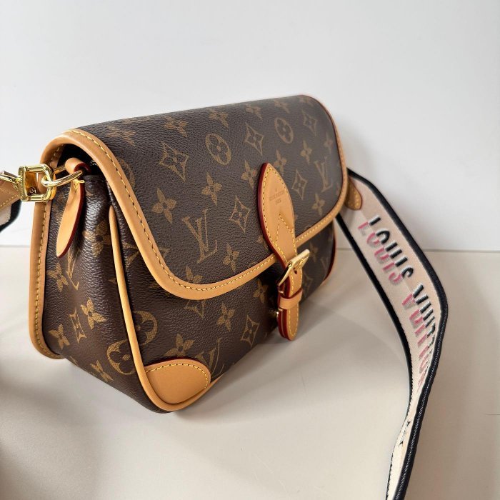 LV Diane 老花 刺繡 雙背帶 磁扣 馬鞍包 法棍包 M45985-2