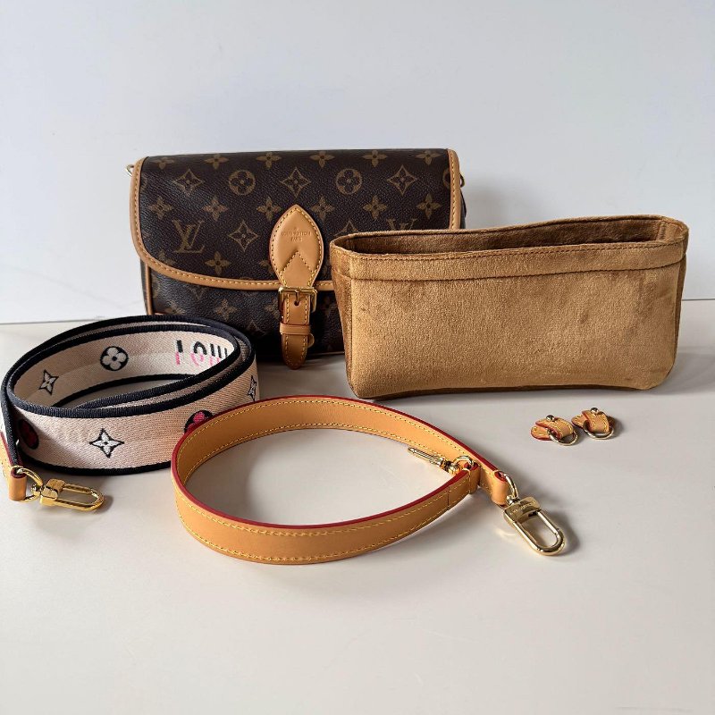 LV Diane 老花 刺繡 雙背帶 磁扣 馬鞍包 法棍包 M45985-6