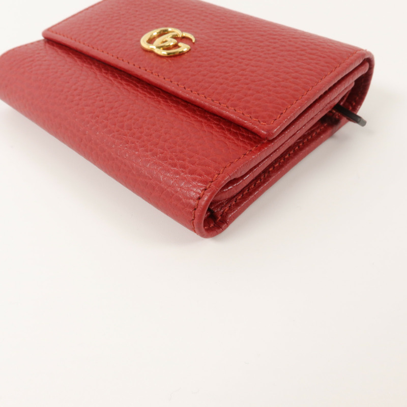 GUCCI 牛皮皮革Marmont Trifold Wallet錢包-10