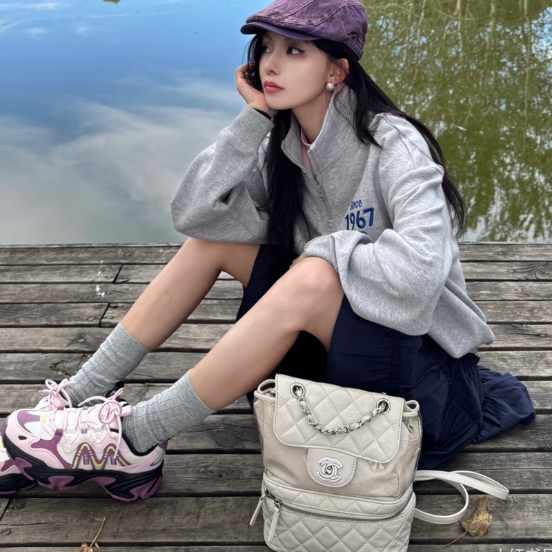 Chanel 奶油白亮色 Summer color側背雙鏈書包/透明雙層特殊款-0