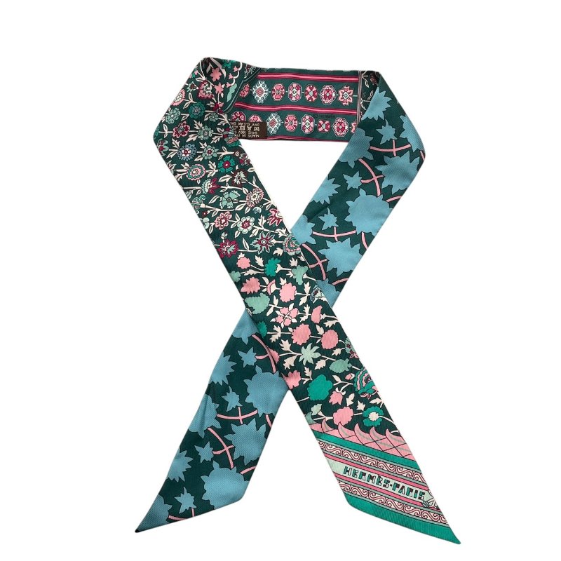 HERMES 愛馬仕 TAPIS PERSANS TWILLY 絲巾 真絲 綠色系-0