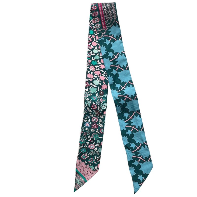HERMES 愛馬仕 TAPIS PERSANS TWILLY 絲巾 真絲 綠色系-1
