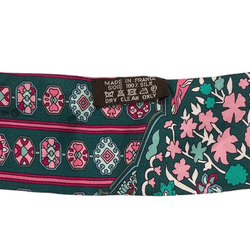 HERMES 愛馬仕 TAPIS PERSANS TWILLY 絲巾 真絲 綠色系-3