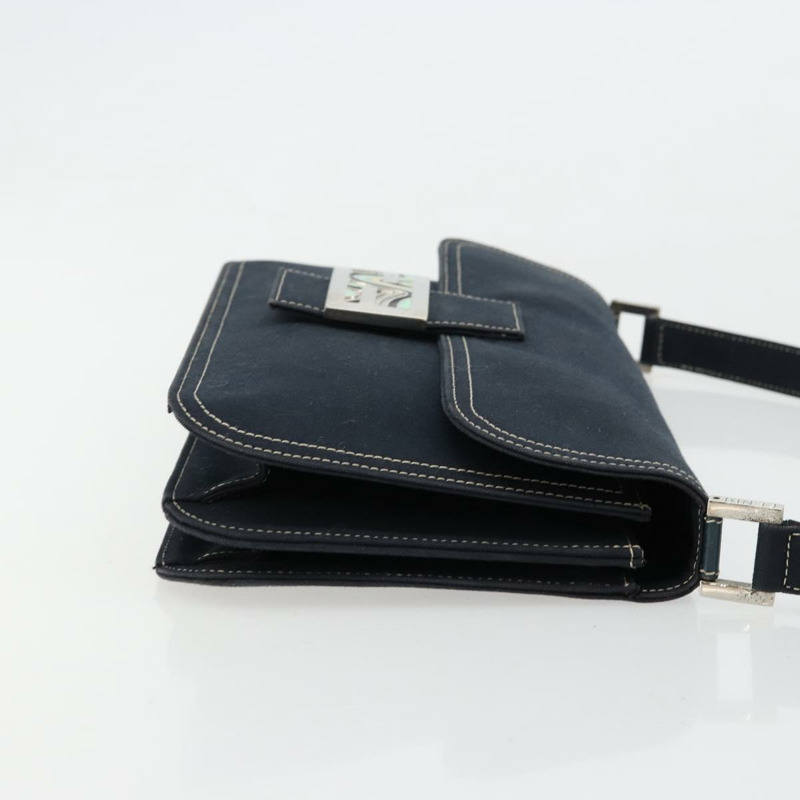 【日本直送】FENDI 大理石紋 Mamma Baguette 單肩包 帆布 海軍藍 銀色 正品 am11569A-2
