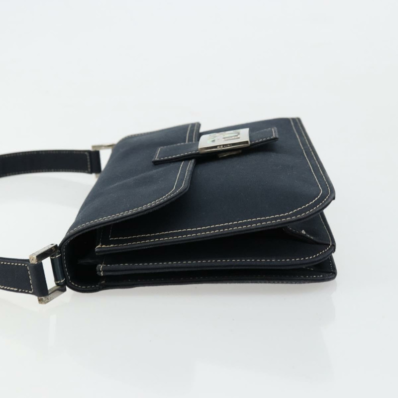 【日本直送】FENDI 大理石紋 Mamma Baguette 單肩包 帆布 海軍藍 銀色 正品 am11569A-3