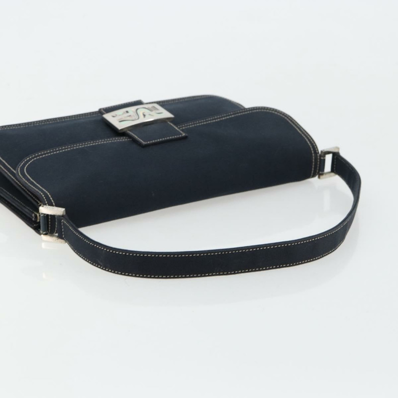 【日本直送】FENDI 大理石紋 Mamma Baguette 單肩包 帆布 海軍藍 銀色 正品 am11569A-6