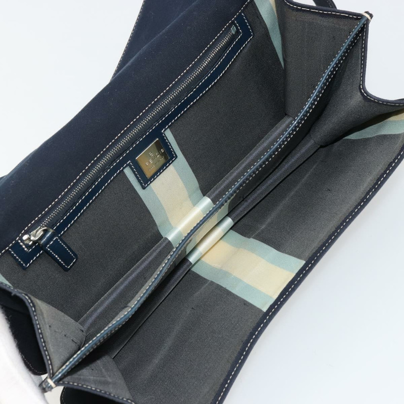 【日本直送】FENDI 大理石紋 Mamma Baguette 單肩包 帆布 海軍藍 銀色 正品 am11569A-9