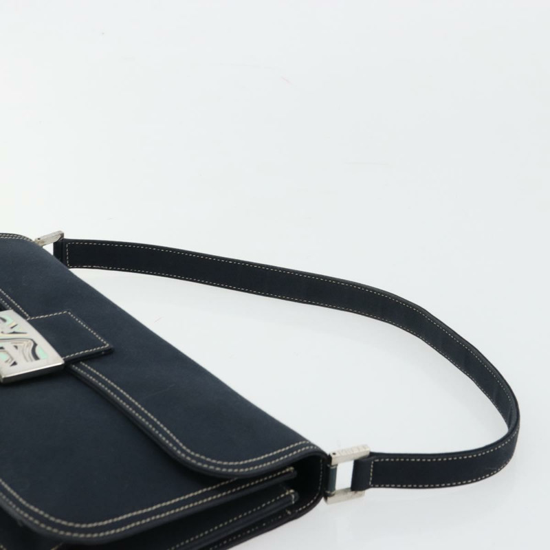 【日本直送】FENDI 大理石紋 Mamma Baguette 單肩包 帆布 海軍藍 銀色 正品 am11569A-13