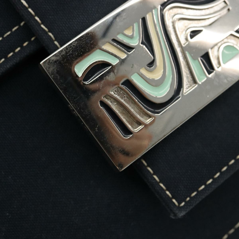 【日本直送】FENDI 大理石紋 Mamma Baguette 單肩包 帆布 海軍藍 銀色 正品 am11569A-18