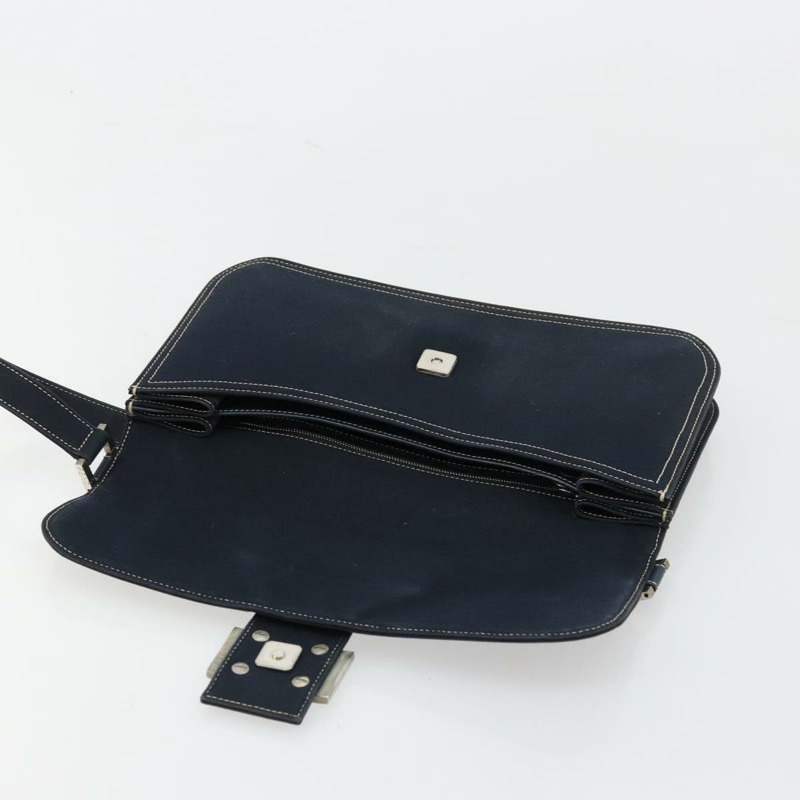 【日本直送】FENDI 大理石紋 Mamma Baguette 單肩包 帆布 海軍藍 銀色 正品 am11569A-19