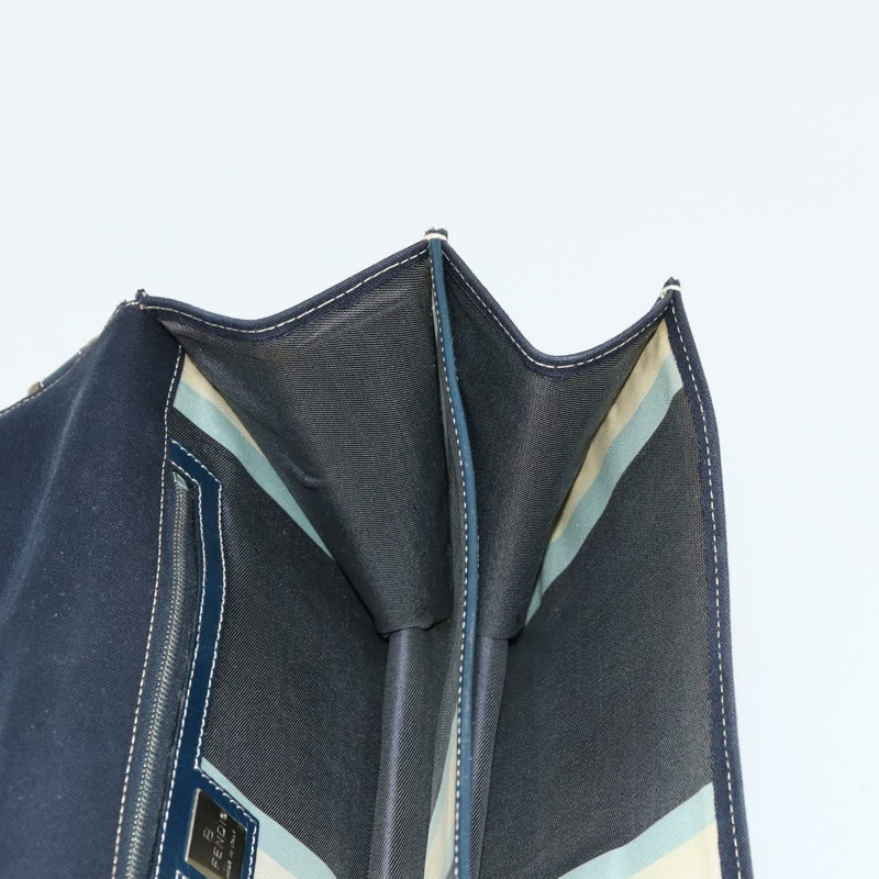 【日本直送】FENDI 大理石紋 Mamma Baguette 單肩包 帆布 海軍藍 銀色 正品 am11569A-21