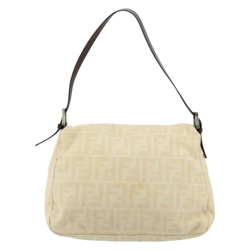 【日本直送】FENDI Zucca 帆布 Mamma Baguette 單肩包米色銀色正品 ep14613A-1