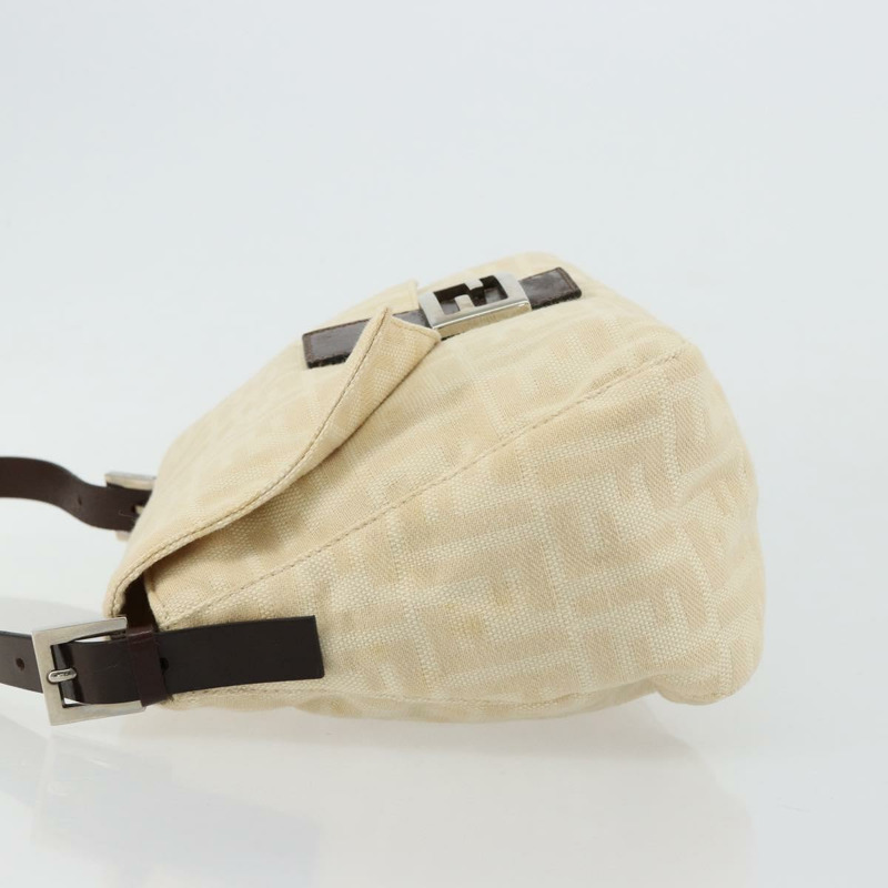 【日本直送】FENDI Zucca 帆布 Mamma Baguette 單肩包米色銀色正品 ep14613A-3