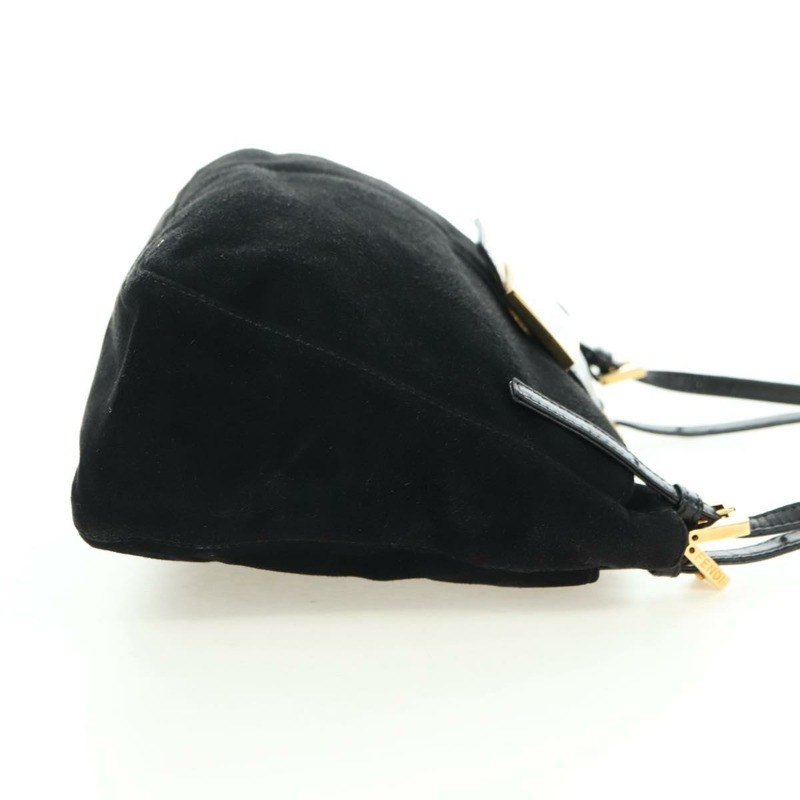 【日本直送】FENDI Mamma Baguette 手提包，黑色金邊麂皮，正品編號 178745V-3