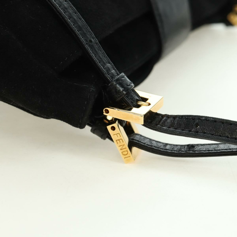 【日本直送】FENDI Mamma Baguette 手提包，黑色金邊麂皮，正品編號 178745V-7