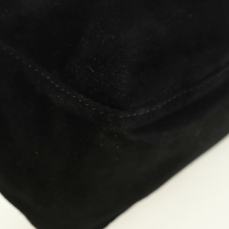 【日本直送】FENDI Mamma Baguette 手提包，黑色金邊麂皮，正品編號 178745V-8